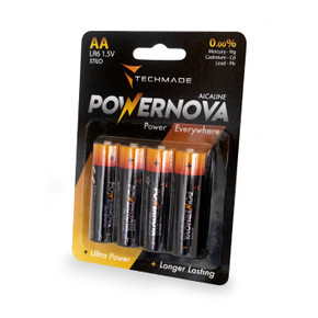 TECHMADE Batterie AA Alcaline Stilo TM-LR6 Pack da 4 Ultra Power 2300mAh