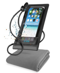 SBS Summer Kit: Telo Mare in Microfibra + Custodia Impermeabile Waterproof Universale per Smartphone fino a 6.5" – Nero