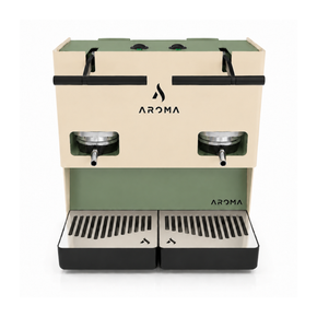Aroma E.GO Doppia Macchina da Caffè a Cialde 1.4L 800W - Beige e Verde