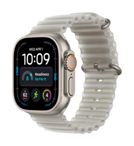 Apple Watch Ultra 4 GPS + Cellular, Cassa 49 mm in titanio naturale con cinturino Ocean grigio traslucido