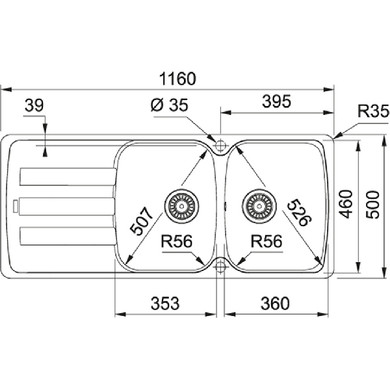 Franke AZG 621 Lavello montato su piano Rettangolare