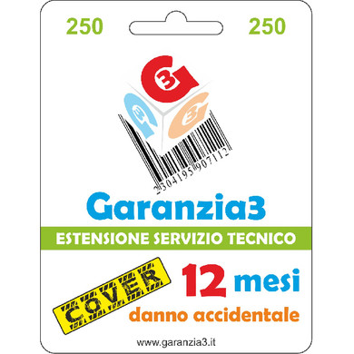COPERTURA DANNI ACCIDENTALI PER 12 MESI per prodotti fino a 250 €