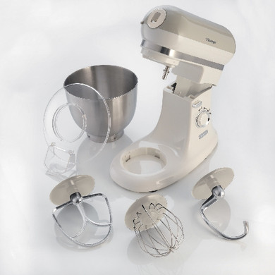 Ariete 1588 Impastatrice Planetaria - Pane, pizza e dolci - 7 Velocità - 3 Fruste - 5,5 Litri - Acciaio Inox - 2400 Watt - Linea Vintage - Beige