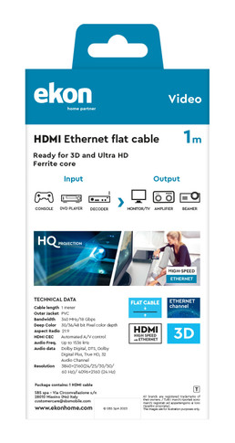 Ekon ECVHDMI10FLAT cavo HDMI 1 m HDMI tipo A (Standard) Nero