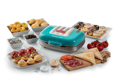 Ariete 1972 Sandwiches & Cookies Party Time, Piastra Elettrica Multifunzione, 700 Watt, 3 piastre antiaderenti e intercambiabili, Azzurro