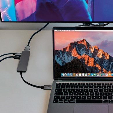 Ekon Hub in alluminio con 3 porte USB 3.0, uscita USB-C fino a 100W, porta HDMI per 4K Ultra HD