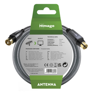 HIMAGE HIAN90DBX15MFADG cavo coassiale 1,5 m Belling-Lee Nero, Grigio