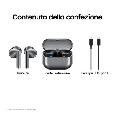 Samsung Galaxy Buds3 Auricolari AI open-type True Wireless, Audio Hi-Fi, Impermeabilità IP57, Silver