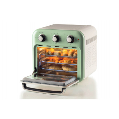 Ariete 4632 Friggitrice ad aria e forno Vintage, 1400W, 2in1, Capacità 16L, Accessori inclusi, Timer 60 minuti, Doppio vetro, Verde