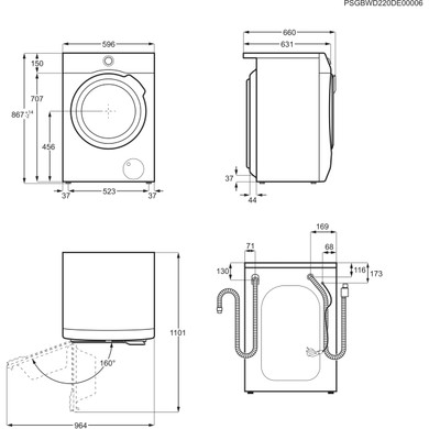 AEG Serie 9000 lavasciuga Libera installazione Caricamento frontale Bianco C