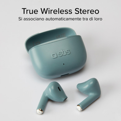 SBS Go Pods Auricolare True Wireless Stereo (TWS) In-ear Musica e Chiamate USB tipo-C Bluetooth Verde, Colore benzina