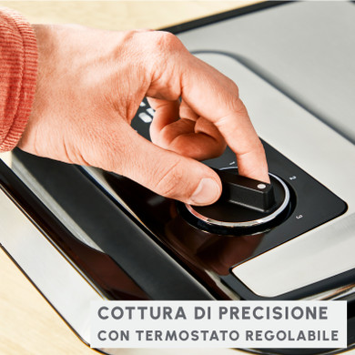 Moulinex GI272D Griglia Elettrica Inicio Adjust 2000W, Piastra Panini e Grill 2-in-1, Antiaderente, Termostato Regolabile