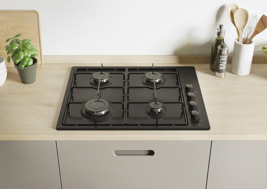 Candy Idea Piano Cottura CHW6LBB a Gas 4 Fuochi Gas Colore Nero