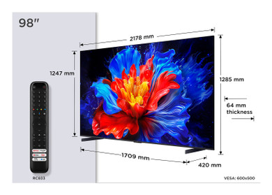 TCL P89K Serie Smart TV QLED 4K 98" 98P89K, 144Hz, audio Onkyo 2.1, Dolby Vision & Atmos, Google TV