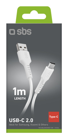 SBS TECABLEMICROC10W cavo USB USB 2.0 1 m USB A USB C Bianco