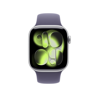 Apple Watch Series 11 GPS 42mm Cassa Alluminio Argento con Sport Band Viola Nebbia - M/L