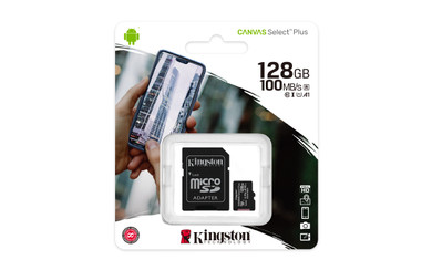 Kingston Technology Canvas Select Scheda micSDXC Plus 100R A1 C10 da 128GB + adattatore