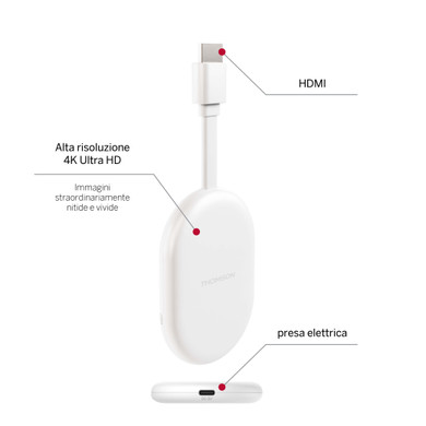 Thomson Go Cast 150 HDMI 4K Ultra HD Google TV Bianco
