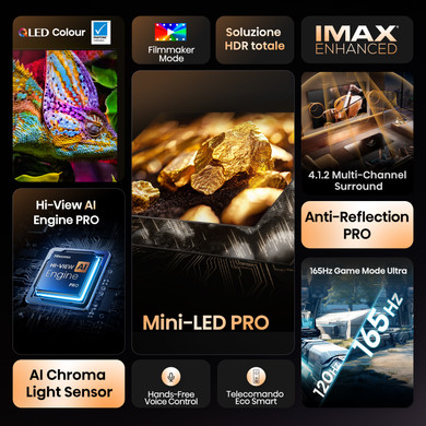 Hisense 100U8Q 2,54 m (100") 4K Ultra HD Smart TV Wi-Fi Nero, Grigio