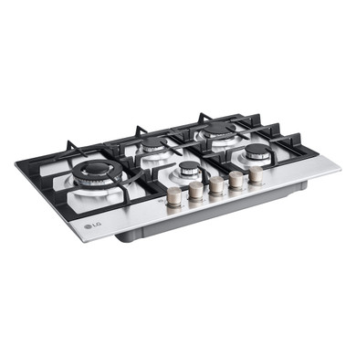 LG CBGZ3016S Piano cottura a gas 75cm, 11,5kW, 5 bruciatori, Griglie in ghisa, Piatto inox