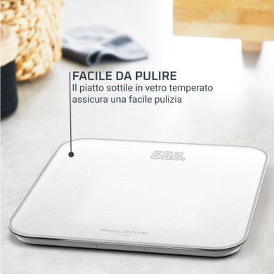 Rowenta Classic 2.0, Bilancia Da Bagno, Schermo Invisibile Facile da Leggere, Bianco, BS1901