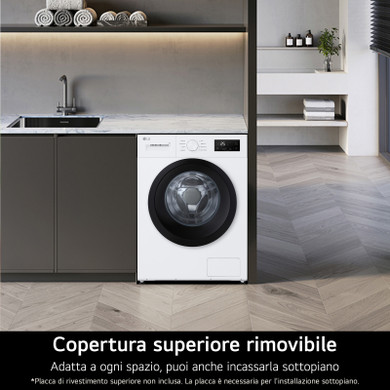 LG F4NA1009NWK Lavatrice 9kg, Classe A, 1400 giri, Programma igiene con vapore, Top rimovibile, White