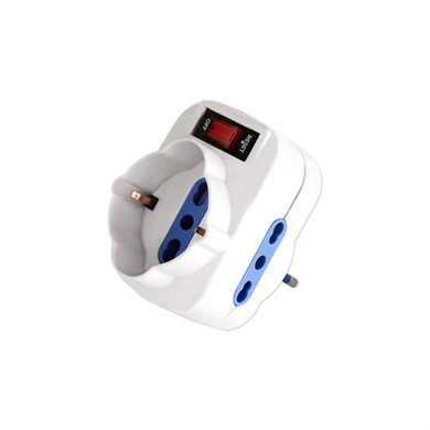 Life Adattatore Rotante Spina 10A – 2 Prese 10/16A + 1 Schuko – Bianco