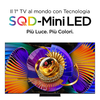 TCL C7L TV 75C7L SQD‑Mini LED da 75", 4K HDR, 3000 nit, 1.352 zone di dimming, Google TV, 144Hz, Dolby Vision & Atmos, Audio Bang & Olufsen