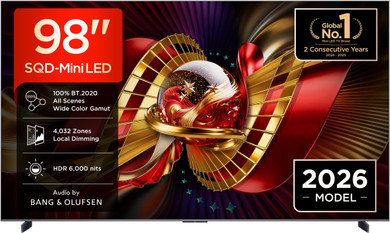 TCL C8L TV 98C8L SQD Mini LED da 98", 4K HDR, 6000 nit, 4.032 zone di dimming, Google TV, 144Hz, Dolby Vision & Atmos, Audio Bang & Olufsen