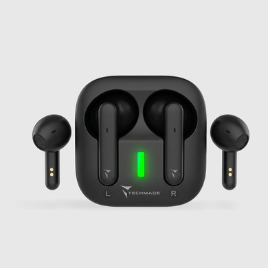 Techmade Auricolari Wireless Bluetooth Nero con Box di Ricarica