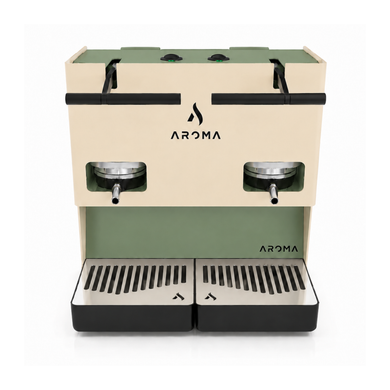 Aroma E.GO Doppia Macchina da Caffè a Cialde 1.4L 800W - Beige e Verde