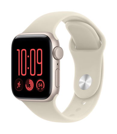 Apple Watch SE (3nd generation) SE 3 GPS, Cassa 40 mm in alluminio galassia con Cinturino Sport sabbia - S/M