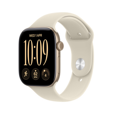 Apple Watch Series 12 GPS, cassa 42 mm in alluminio color oro chiaro con cinturino Sport sabbia - S/M
