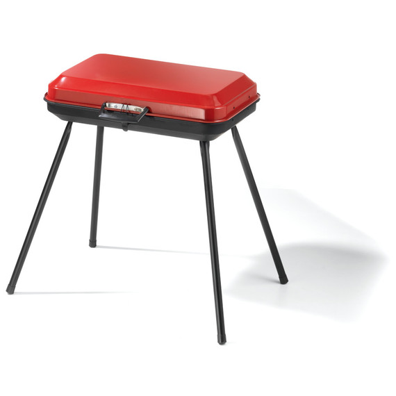 Ompagrill Barbecue a Valigetta 28x46 cm con Spiedo Manuale – Griglia Cromata Regolabile