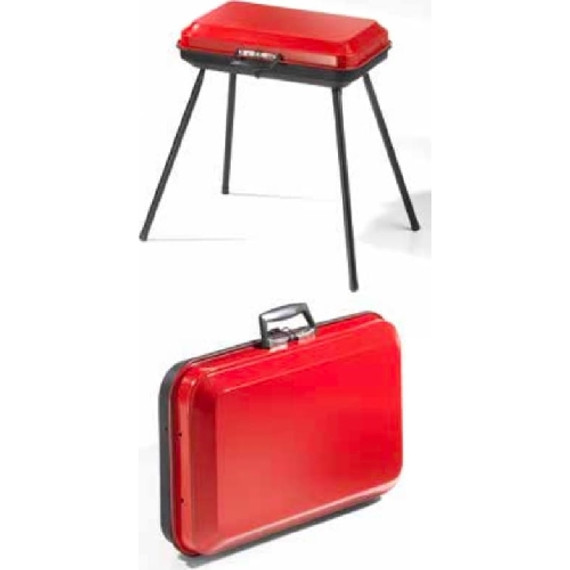 Ompagrill Barbecue a Valigetta 28x46 cm con Spiedo Manuale – Griglia Cromata Regolabile