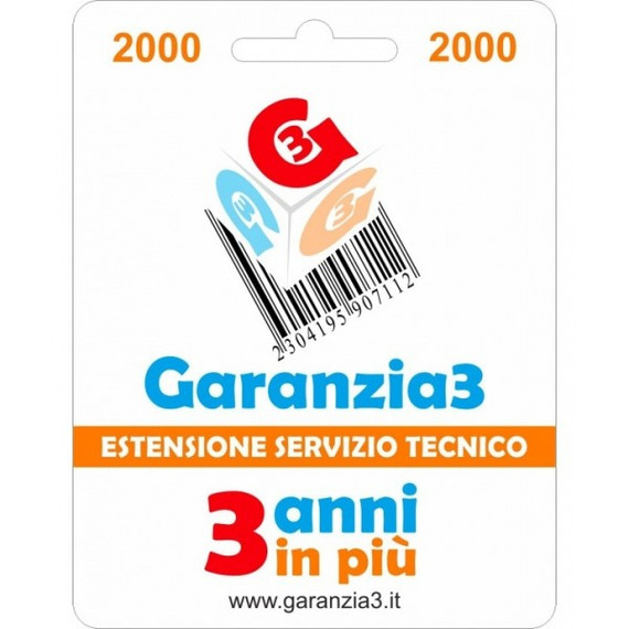 Estensione 3 anni in più di Supporto Tecnico per prodotti fino 2000 €