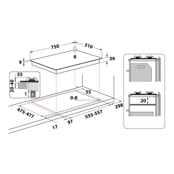 Hotpoint Piano cottura a gas PCN 750 T (AV) R /HA