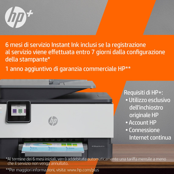 HP OfficeJet Pro Stampante multifunzione HP 9012e, Colore, Stampante per Piccoli uffici, Stampa, copia, scansione, fax, HP+; Idoneo per HP Instant Ink; alimentatore automatico di documenti; Stampa fronte/retro