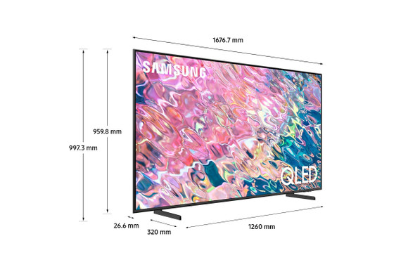 Samsung Series 6 TV QLED 4K 75” QE75Q60 Smart TV Wi-Fi Black, Quantum HDR, Ultra sottile, Colori Ultra luminosi, Suono dinamico