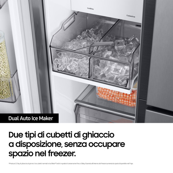 Samsung RH69B8941S9 frigorifero Side by Side con Beverage Center™ Libera installazione con Dispenser con allaccio idrico 645 L Classe E, Inox