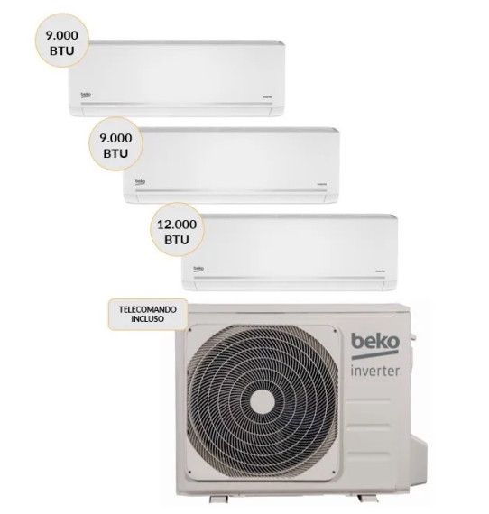 Beko Climatizzatore Multisplit TRIAL BEHPG125 + BEHPG090(x2) + BEHPG120(x1) A++/A+ 7.9kW, R32, Jet Heat, Silenzioso