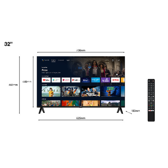 TCL Serie S54 Smart TV HD Ready 32" 32S5400A, HDR 10, Dolby Audio, Multisound, Android TV