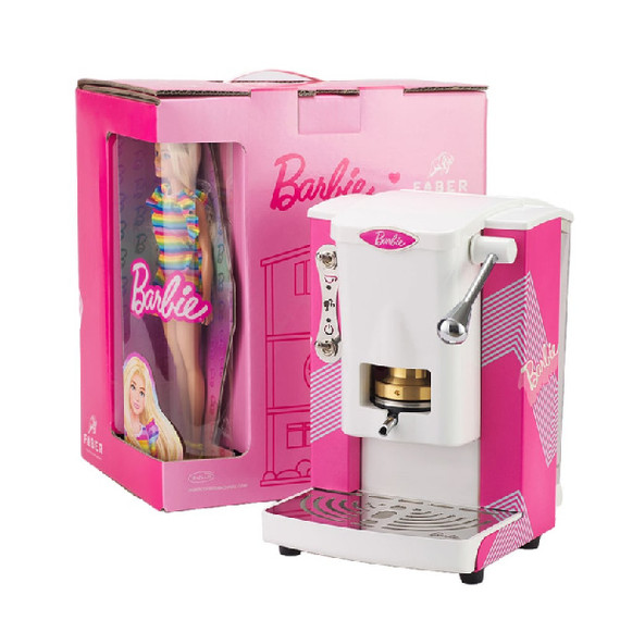 Faber Italia Slot Plast - Macchina da Caffè a Cialde, 15 Bar, Design Compatto BARBIE Rosa