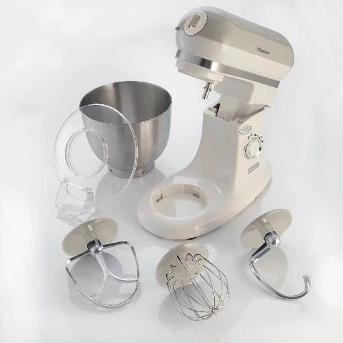 Ariete 1588 Impastatrice Planetaria - Pane, pizza e dolci - 7 Velocità - 3 Fruste - 5,5 Litri - Acciaio Inox - 2400 Watt - Linea Vintage - Beige