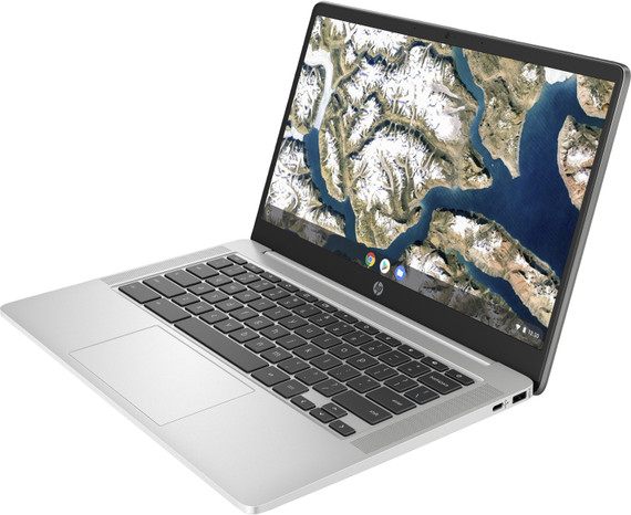 HP Chromebook 14a-na0078nl Intel® Celeron® N4120 35,6 cm (14") HD 4 GB LPDDR4-SDRAM 64 GB eMMC Wi-Fi 5 (802.11ac) ChromeOS Argento