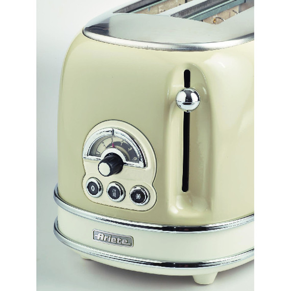 Ariete 155 Tostapane Vintage 2 fette di pane - con pinze - 6 livelli di tostatura - 810 Watt- Acciaio Inox - Linea Vintage - Beige