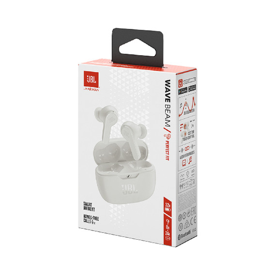 JBL Wave Beam Auricolare True Wireless Stereo (TWS) In-ear Chiamate/Musica/Sport/Tutti i giorni Bluetooth Bianco