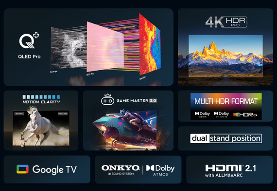 TCL C65 Series Serie C6 Smart TV QLED 4K 85" 85C655, audio Onkyo con subwoofer, Dolby Vision - Atmos, Google TV