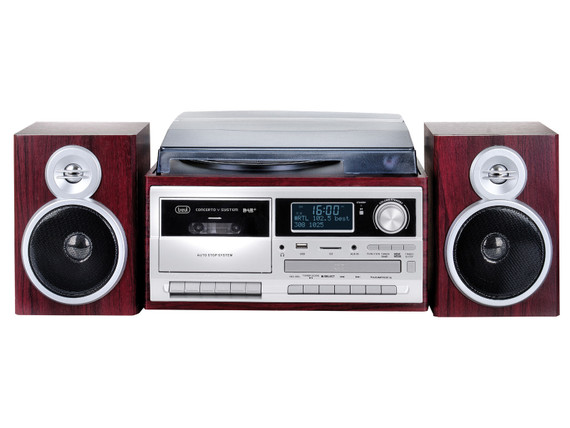 Trevi GIRADISCHI STEREO DAB+ 25W WIRELESS USB SD AUX-IN CASSETTA ENCODING TT 1072 DAB LEGNO