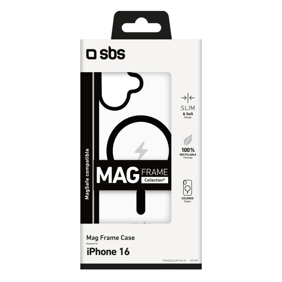SBS Mag frame custodia per cellulare 15,5 cm (6.1") Cover Nero, Trasparente